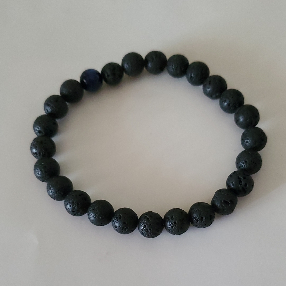 Unisex Black Lava Stone Bracelet